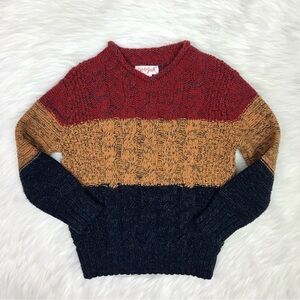 Toddler Boys Cotton Red Yellow Blue Knitted Chunky V-neck Sweater 2T